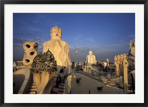 Framed Antonio Gaudi&#39;s Casa Mila, Barcelona, Spain Print