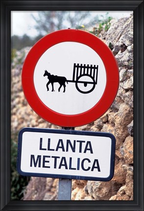 Framed Spain, Majorca, Road Sign Print