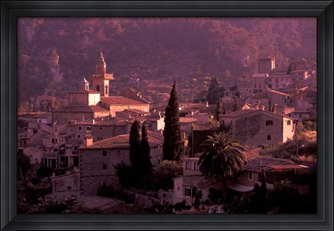 Framed View of Town and Cartuja de Valledemossa, Mallorca, Balearics, Spain Print