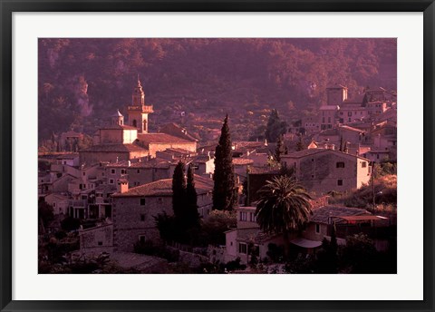 Framed View of Town and Cartuja de Valledemossa, Mallorca, Balearics, Spain Print