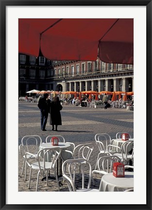 Framed Cafe Tables in Plaza Mayor, Madrid, Spain Print