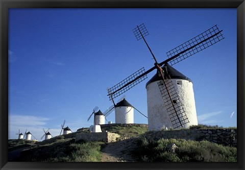 Framed Windmills, Consuegra, La Mancha, Spain Print