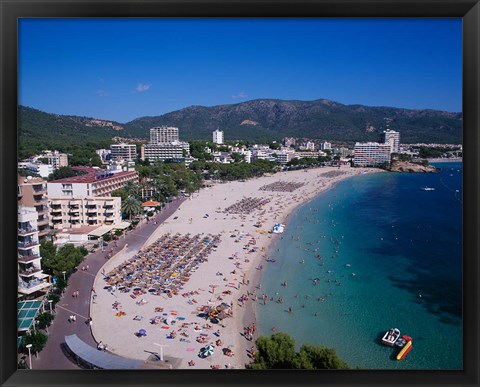 Framed Palma Nova Beach, Majorca, Balearics, Spain Print