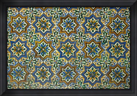 Framed Moorish Mosaic Azulejos (ceramic tiles), Casa de Pilatos Palace, Sevilla, Spain Print
