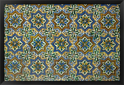 Framed Moorish Mosaic Azulejos (ceramic tiles), Casa de Pilatos Palace, Sevilla, Spain Print