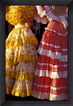 Framed Colorful Flamenco Dresses at Feria de Abril, Sevilla, Spain Print