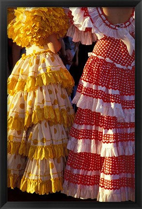 Framed Colorful Flamenco Dresses at Feria de Abril, Sevilla, Spain Print