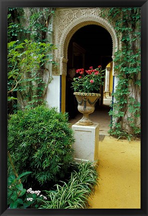 Framed Planter and Arched Entrance to Garden in Casa de Pilatos Palace, Sevilla, Spain Print