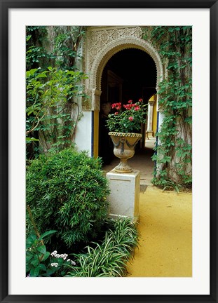 Framed Planter and Arched Entrance to Garden in Casa de Pilatos Palace, Sevilla, Spain Print