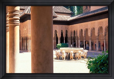Framed Patio de los Leones in the Alhambra, Granada, Spain Print