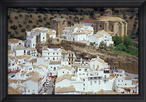 Framed Whitewashed Village with Houses in Cave-like Overhangs, Sentenil, Spain Print