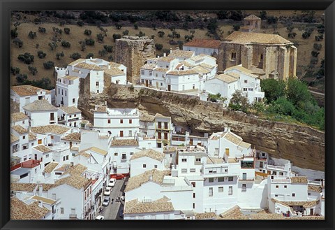 Framed Whitewashed Village with Houses in Cave-like Overhangs, Sentenil, Spain Print