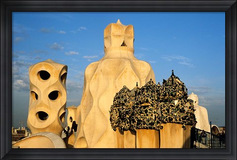 Framed Antonio Gaudi&#39;s La Pedrera, Casa Mila, Barcelona, Spain Print