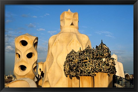 Framed Antonio Gaudi&#39;s La Pedrera, Casa Mila, Barcelona, Spain Print