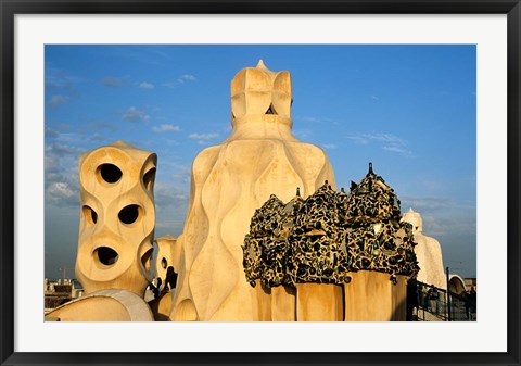 Framed Antonio Gaudi&#39;s La Pedrera, Casa Mila, Barcelona, Spain Print