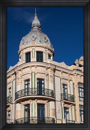 Framed Harborfront Buildings, Llanes, Spain Print