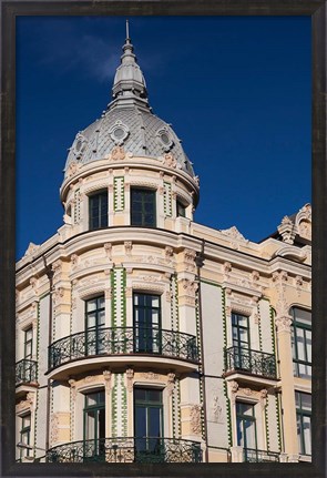 Framed Harborfront Buildings, Llanes, Spain Print