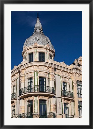 Framed Harborfront Buildings, Llanes, Spain Print