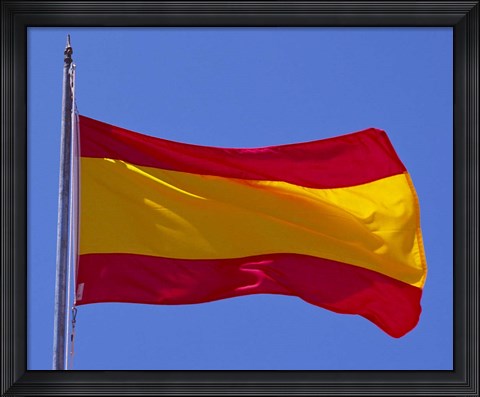 Framed Spanish Flag, Barcelona, Spain Print