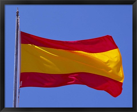 Framed Spanish Flag, Barcelona, Spain Print