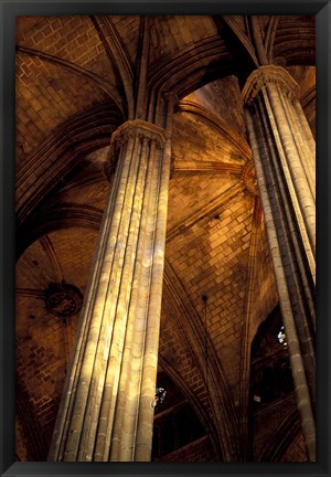 Framed Columns and Ceiling of St Eulalia Cathedral, Barcelona, Spain Print