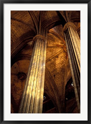 Framed Columns and Ceiling of St Eulalia Cathedral, Barcelona, Spain Print