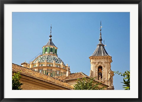 Framed Dome and bell tower of the Iglesia de San Juan de Dios, Granada, Spain Print