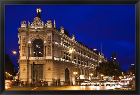 Framed Banco de Espana, Plaza de Cibeles, Madrid, Spain Print
