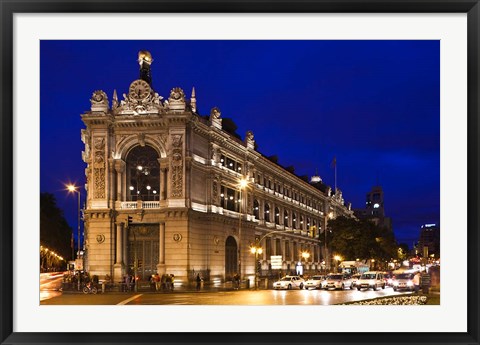 Framed Banco de Espana, Plaza de Cibeles, Madrid, Spain Print