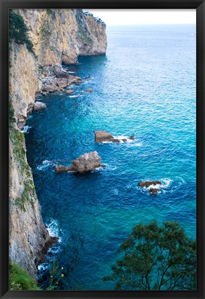 Framed Spain, Cantabria, Faro del Caballo, Mount Buciero, Cliffs Print