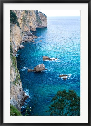 Framed Spain, Cantabria, Faro del Caballo, Mount Buciero, Cliffs Print