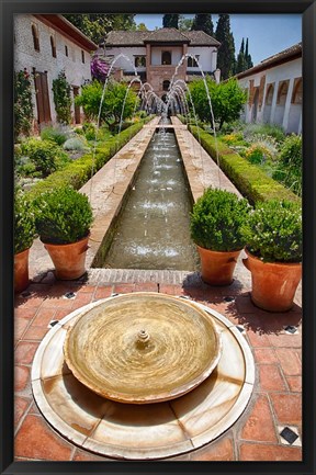 Framed Spain, Granada Patio de la Acequia at Generalife Print