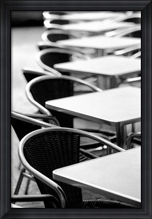 Framed Cafe Tables, Palma, Mallorca, Spain Print