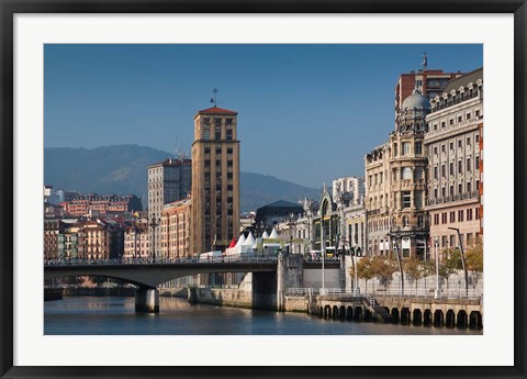 Framed Riverfront Buildings, Bilbao, Spain Print