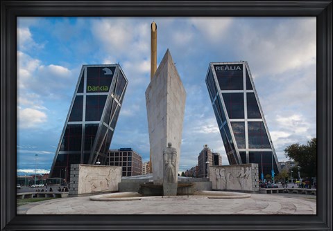 Framed Torres Puerta de Europa, Plaza de Castilla, Madrid, Spain Print