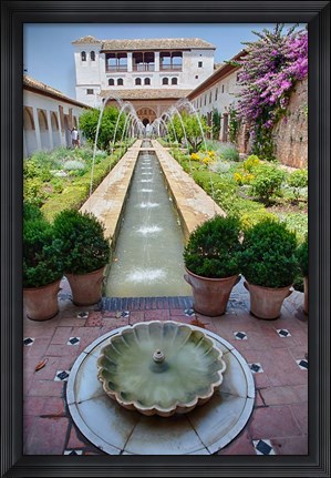 Framed Spain, Granada Patio de la Acequia at Generalife garden Print