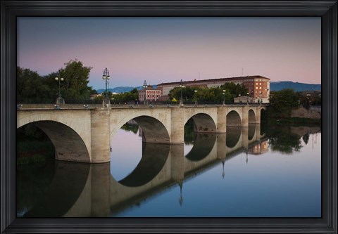 Framed Spain, Puente de Piedra bridge, Ebro River Print