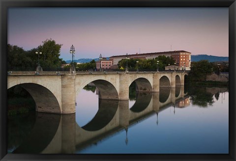 Framed Spain, Puente de Piedra bridge, Ebro River Print