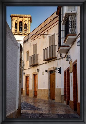 Framed Spain, Andalusia, Cadiz, Arcos De la Fontera Typical Street View Print
