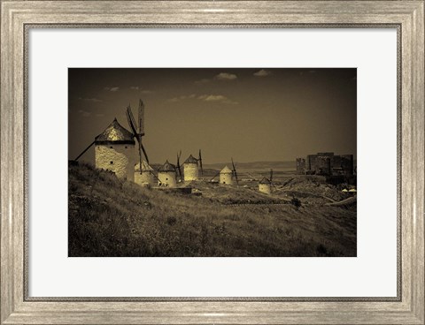 Framed Spain, Toledo Province, Consuegra Antique La Mancha windmills Print