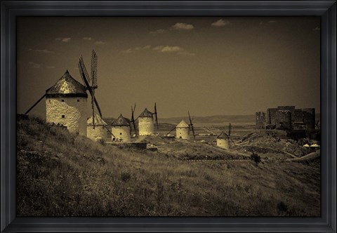 Framed Spain, Toledo Province, Consuegra Antique La Mancha windmills Print