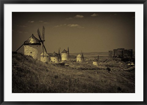 Framed Spain, Toledo Province, Consuegra Antique La Mancha windmills Print