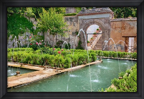 Framed Generalife gardens, Alhambra grounds, Granada, Spain Print