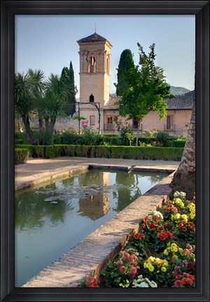 Framed Generalife Gardens in the Alhambra grounds, Granada, Spain Print