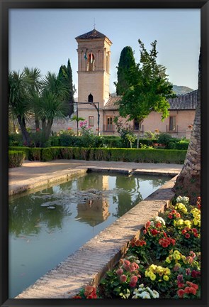 Framed Generalife Gardens in the Alhambra grounds, Granada, Spain Print