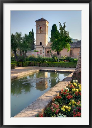 Framed Generalife Gardens in the Alhambra grounds, Granada, Spain Print