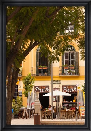 Framed Outdoor Cafes, Plaza de la Merced, Malaga, Spain Print