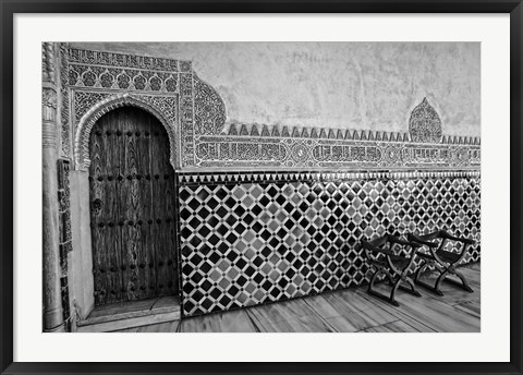 Framed Spain, Andalusia, Alhambra Ornate Door and tile of Nazrid Palace Print