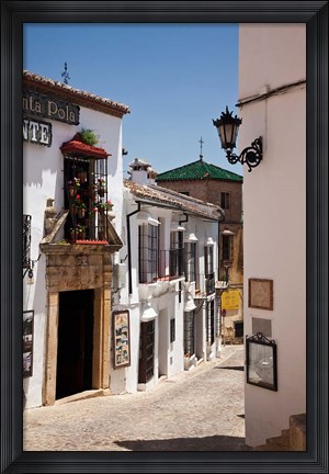 Framed Spain, Andalusia, Cadiz, Arcos De la Fontera Typical Street View Print