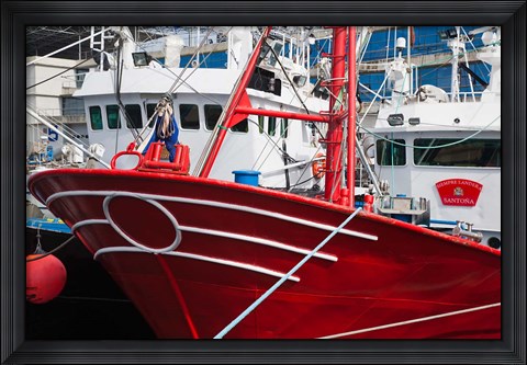 Framed Spain, Cantabria Province, Santona, fishing boat Print